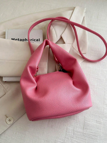 Mini Bucket Bag PU Litchi Embossed shein