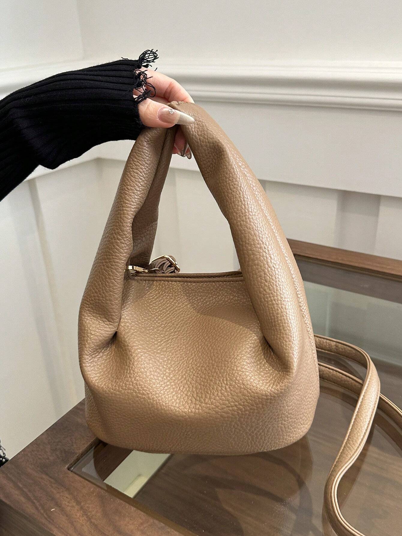 Mini Bucket Bag PU Litchi Embossed shein