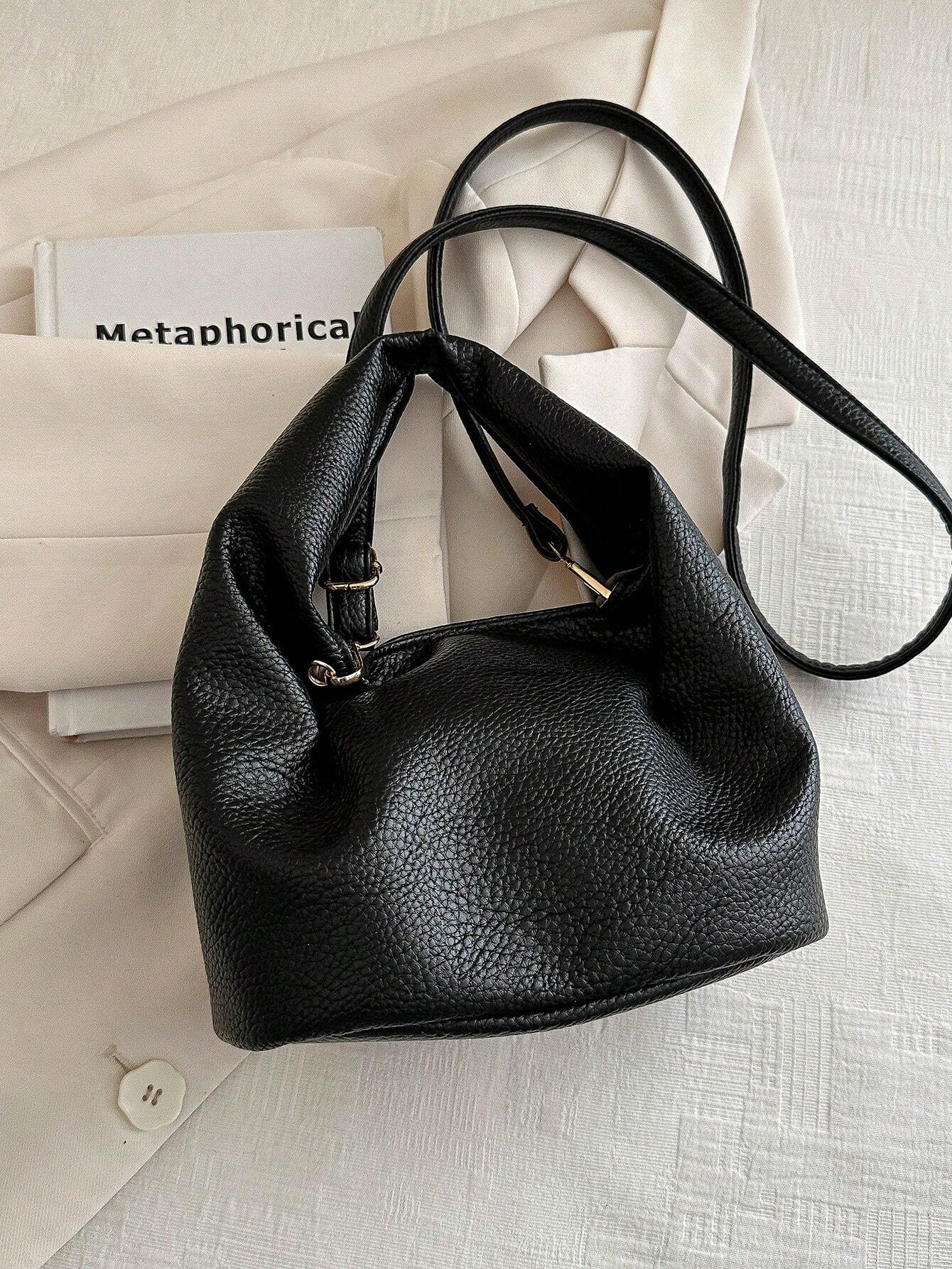 Mini Bucket Bag PU Litchi Embossed shein