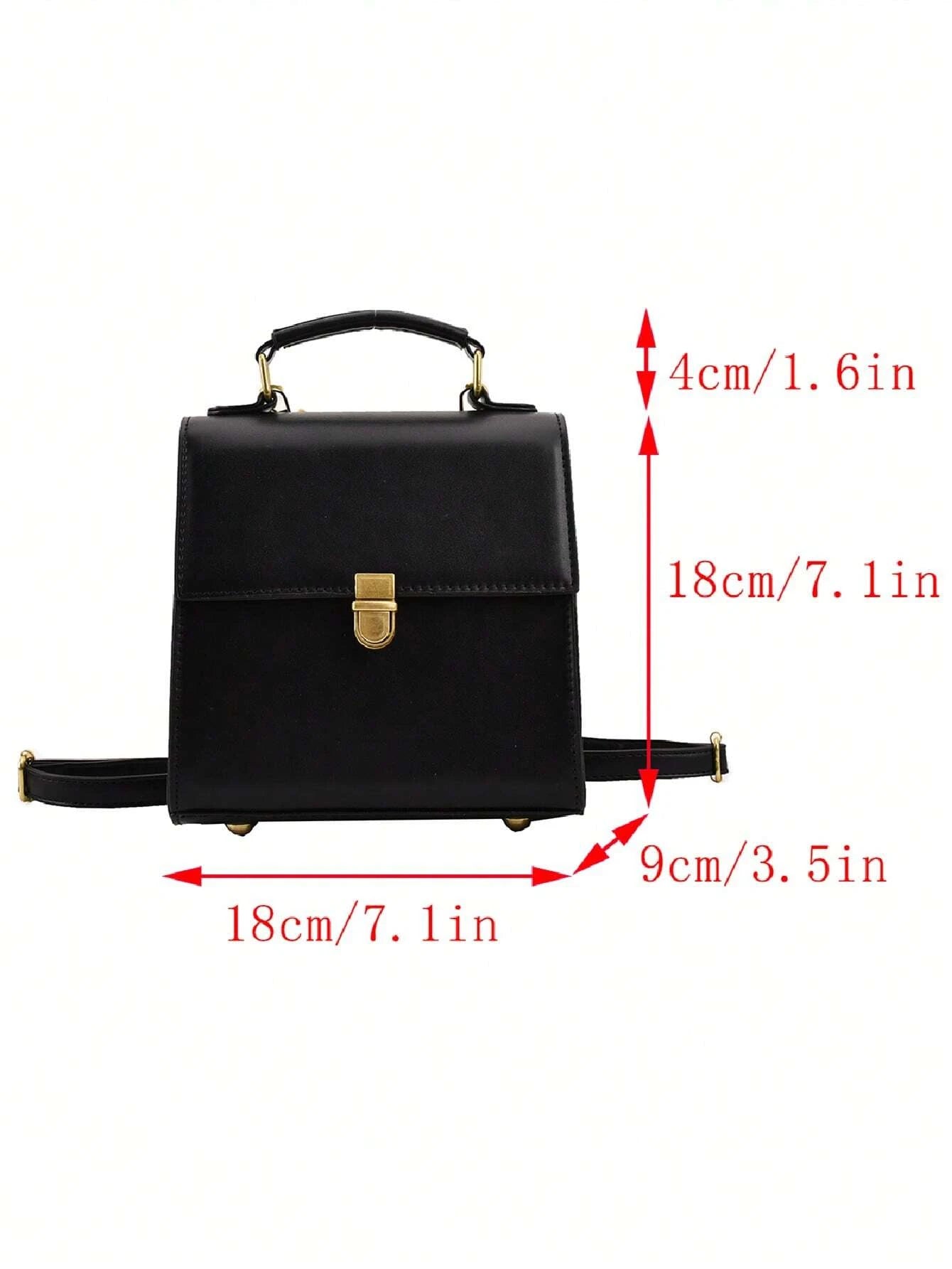 Mini Flap Backpack Solid Color Push Lock School Bag shein