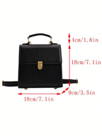 Mini Flap Backpack Solid Color Push Lock School Bag shein