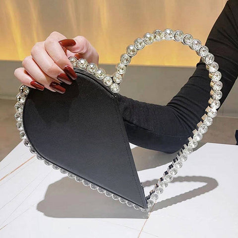 Mini Heart Shape Evening Bag, Trendy Wedding Clutch Purse shein