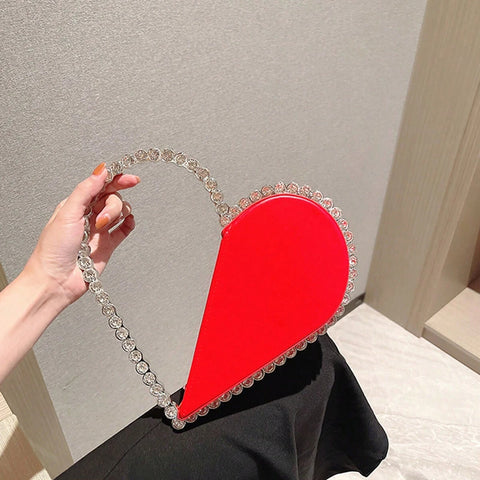 Mini Heart Shape Evening Bag, Trendy Wedding Clutch Purse shein