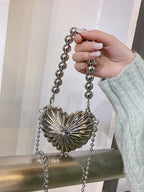 Mini Heart Design Novelty Bag with Metallic Funky Top Handle shein