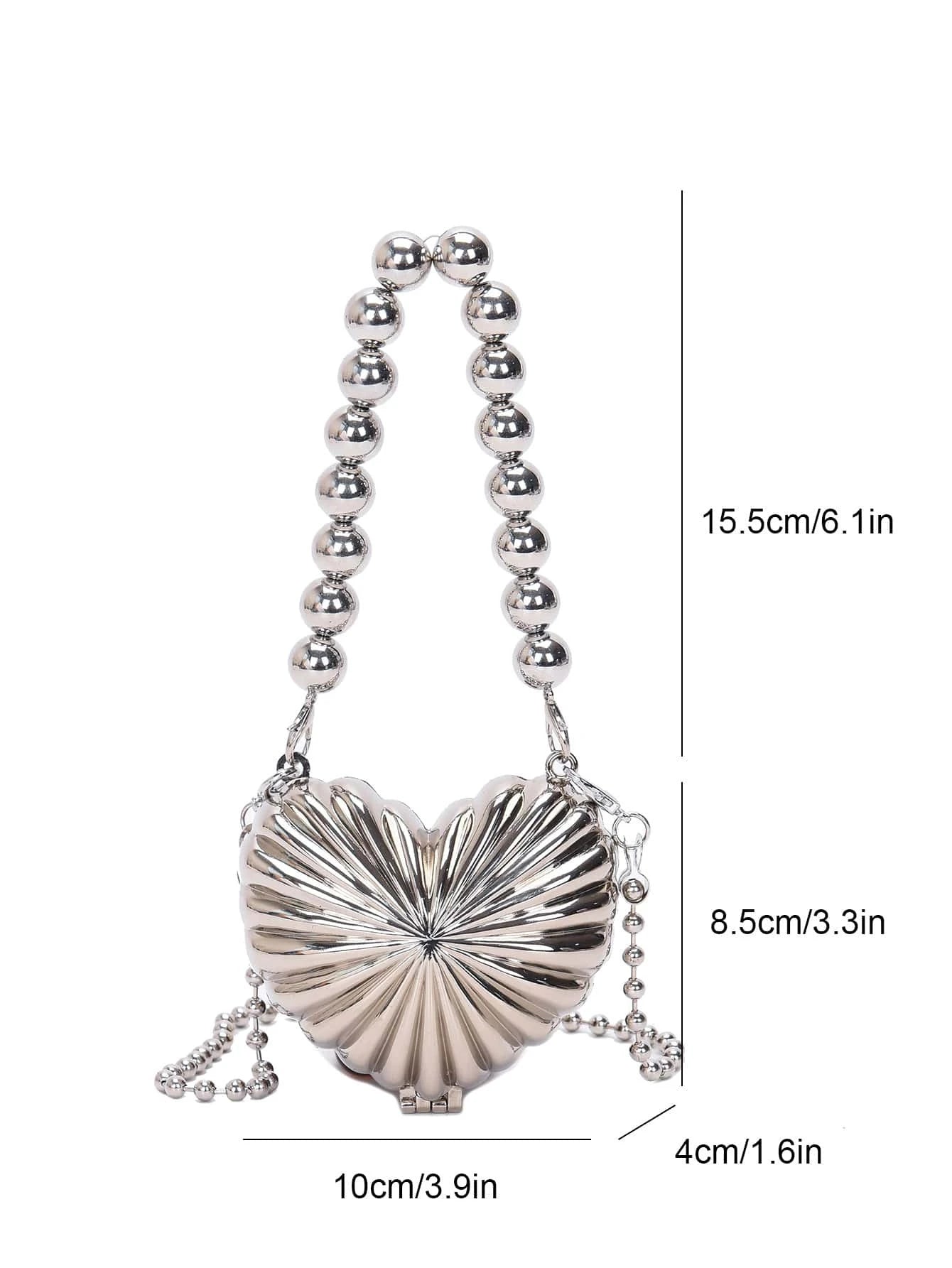 Mini Heart Design Novelty Bag with Metallic Funky Top Handle shein