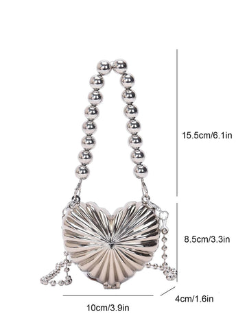 Mini Heart Design Novelty Bag with Metallic Funky Top Handle shein