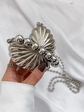 Mini Heart Design Novelty Bag with Metallic Funky Top Handle shein