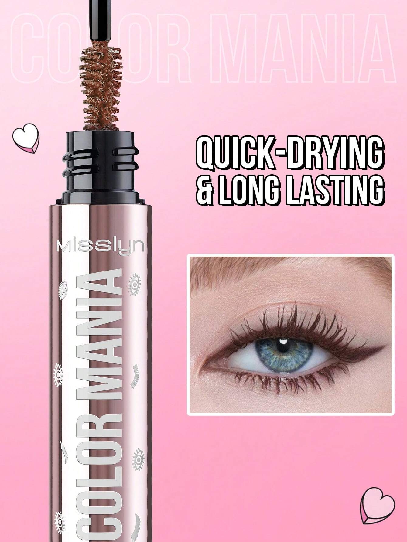 Misslyn Color Mania Mascara - Smudge-Proof, Volumizing, Curling, Long-Lasting shein