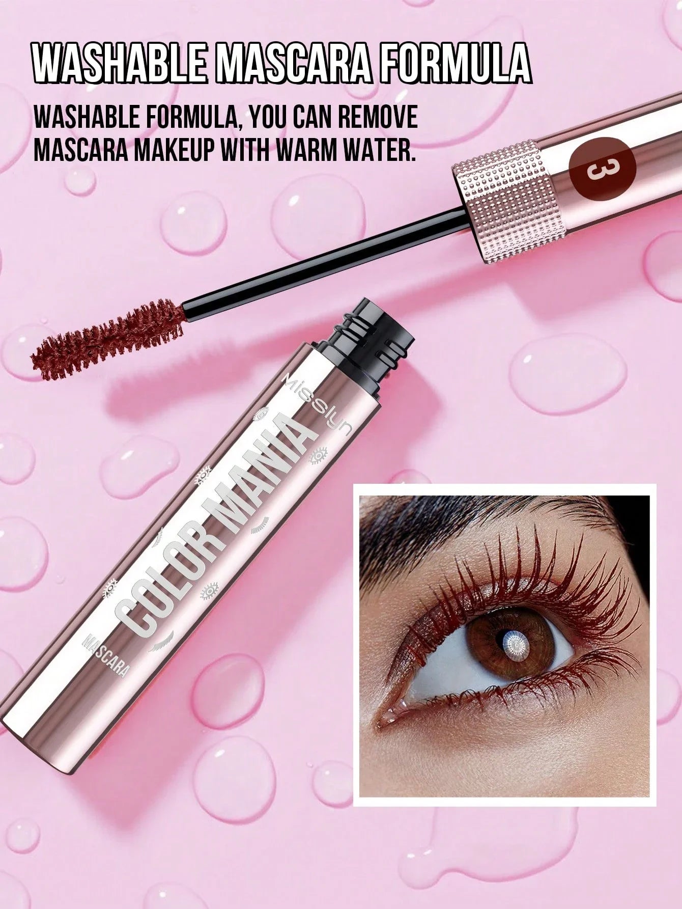 Misslyn Color Mania Mascara - Smudge-Proof, Volumizing, Curling, Long-Lasting shein