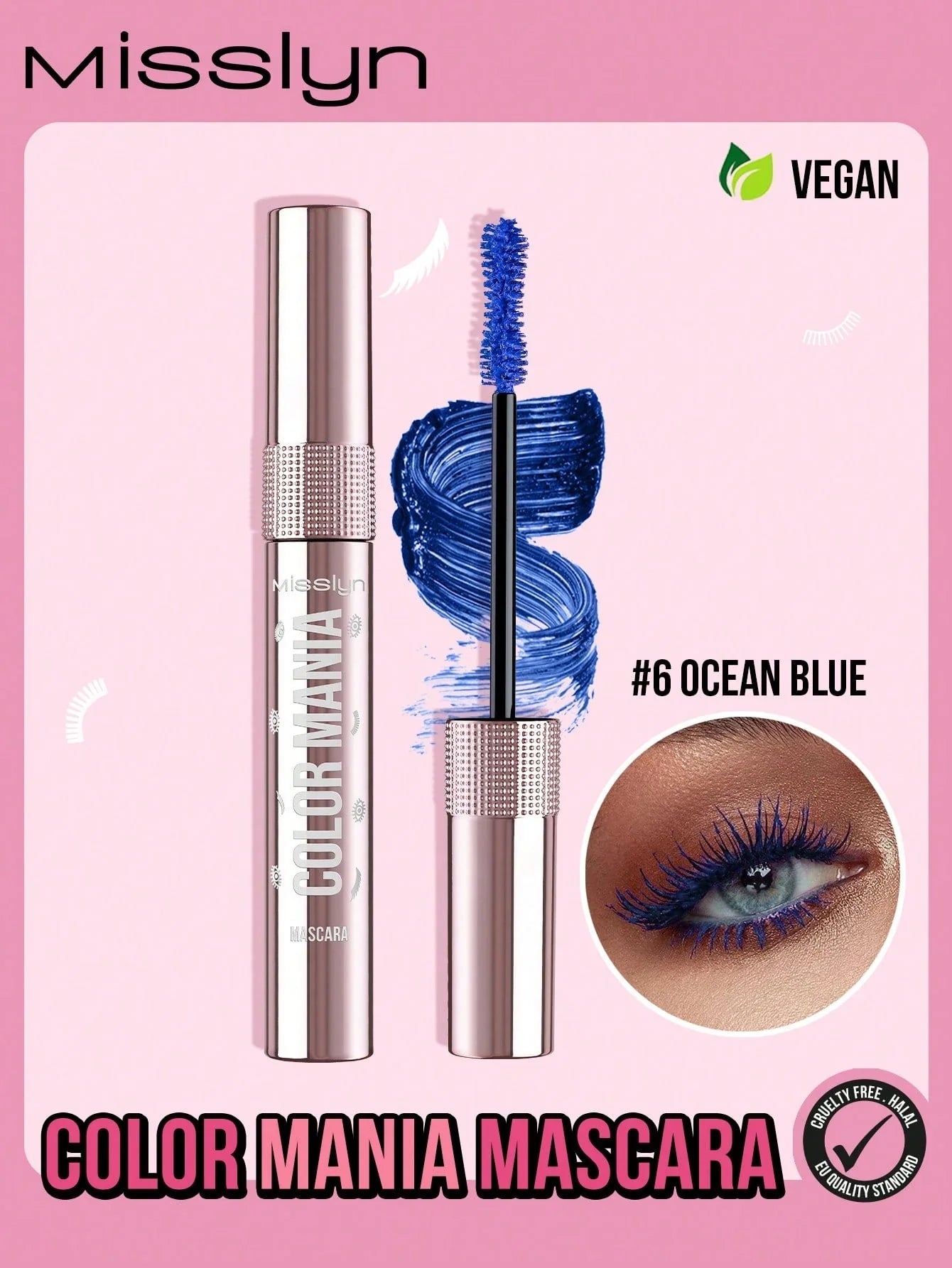 Misslyn Color Mania Mascara - Smudge-Proof, Volumizing, Curling, Long-Lasting shein