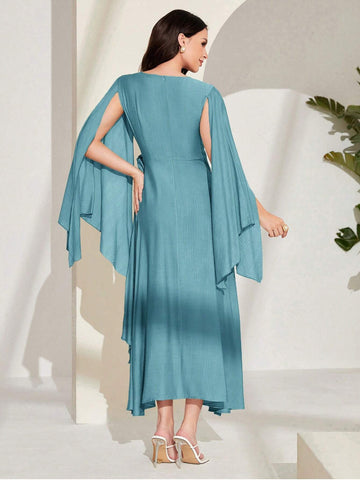 Modely Cloak Sleeve Knot Side Modest Dress shein