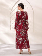 Modely Floral Print Flare Sleeve Dress shein