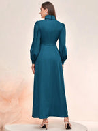 Modely Ladies' Arabic Stand Collar Pleated Dress shein