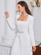 Modely Rhinestone Detail A-line Dress shein