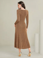 Modely Solid Color Women's Waist Cinching Dress shein