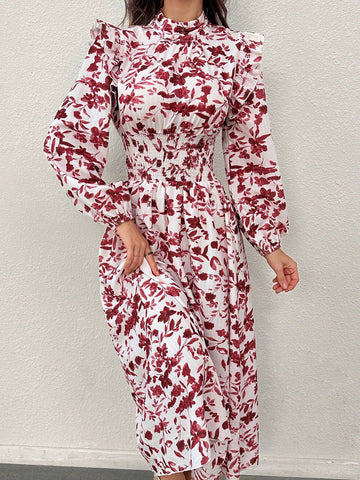 Modely Women's Fashionable Printed Long Sleeve Dress shein