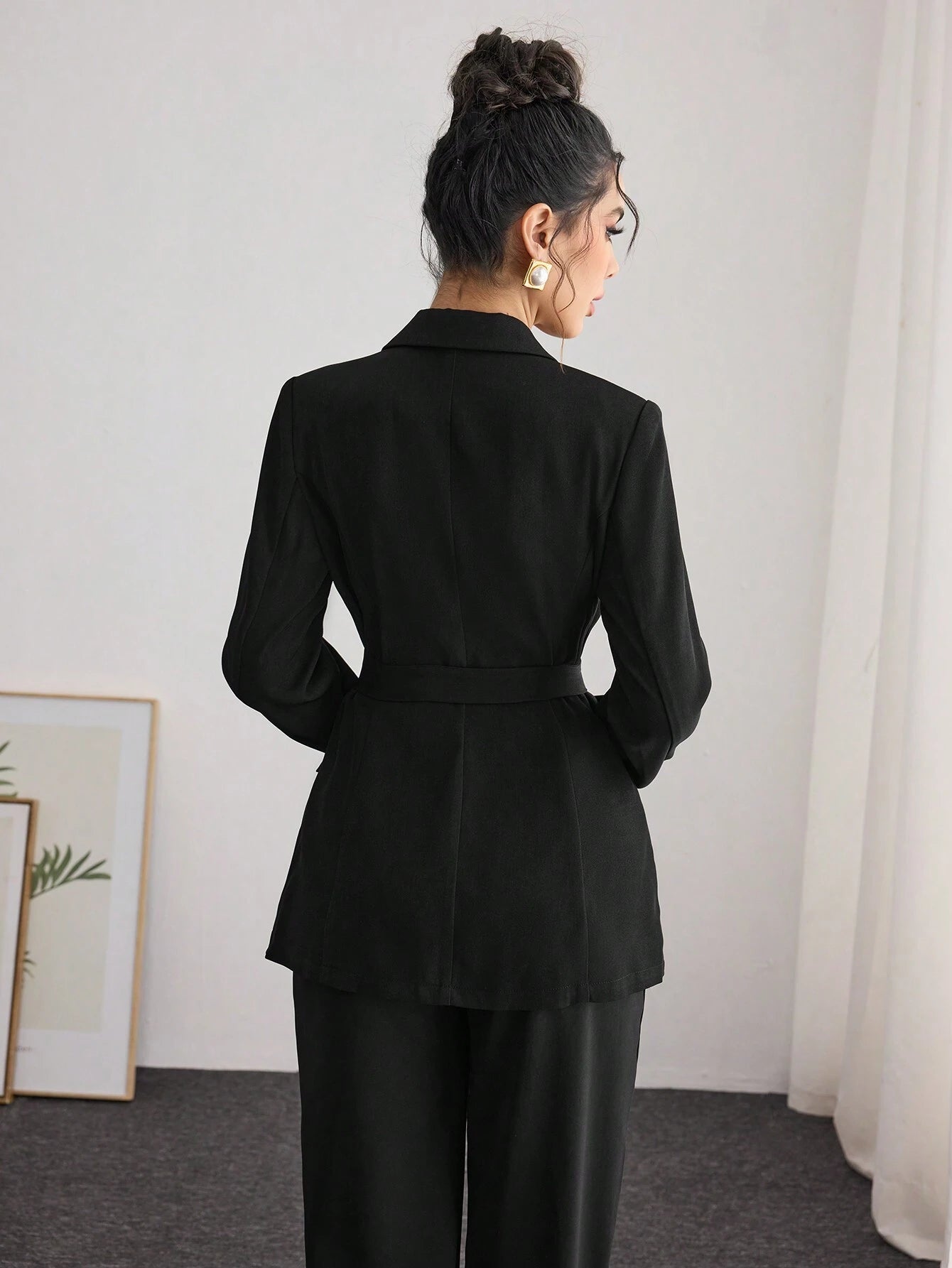 Modelyn Women Leopard Panel Design Elegant Fitted Blazer shein