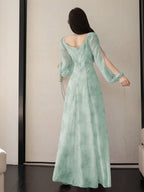 Women's Chiffon Ditsy Floral Draped Neck Waisted Flared Hem Elegant Resort Dress shein