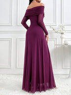 Modelyn Women's Solid Color Off Shoulder Long Sleeve Slim Fit Dress shein