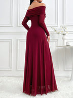 Modelyn Women's Solid Color Off Shoulder Long Sleeve Slim Fit Dress shein