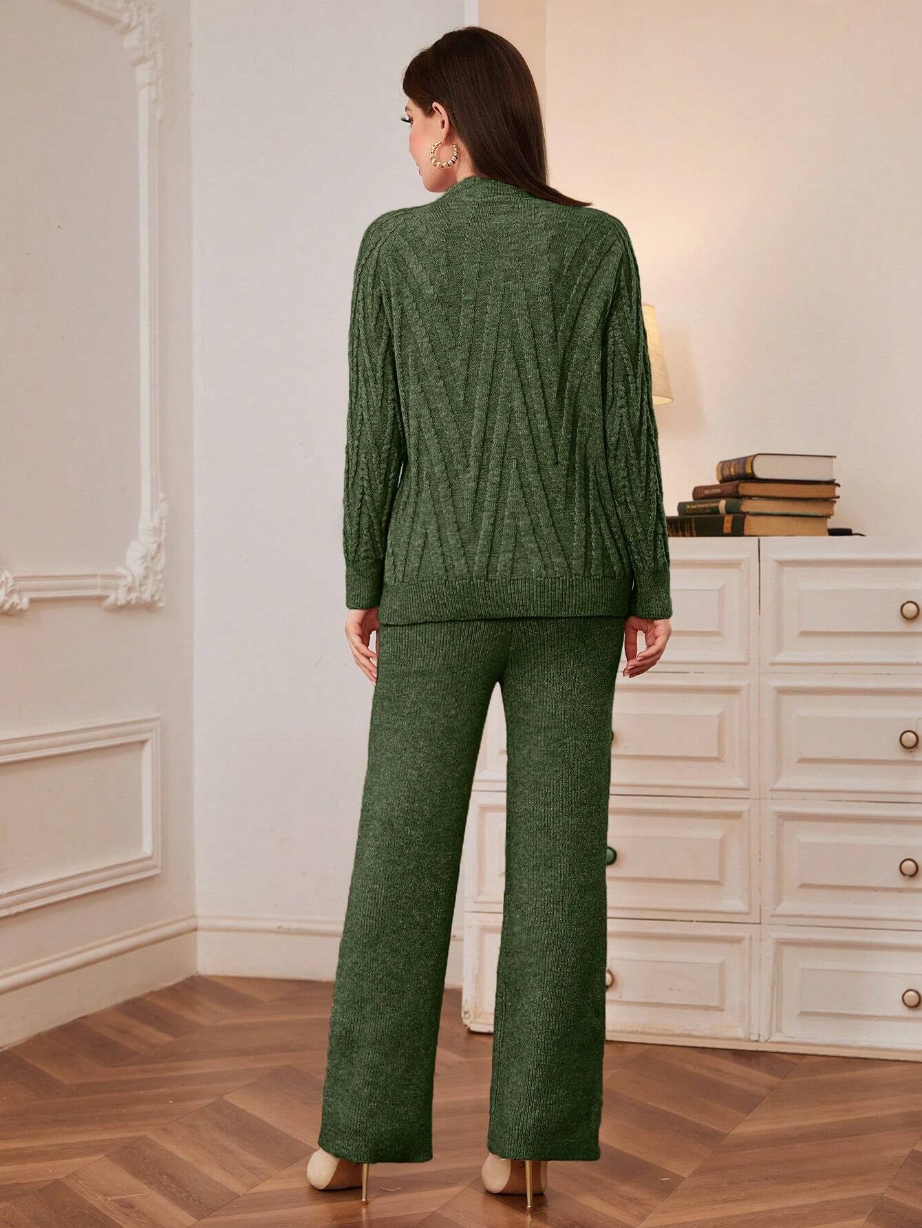 Mulvari Mock Neck Sweater & Knit Pants shein