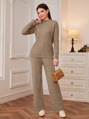 Mulvari Mock Neck Sweater & Knit Pants shein