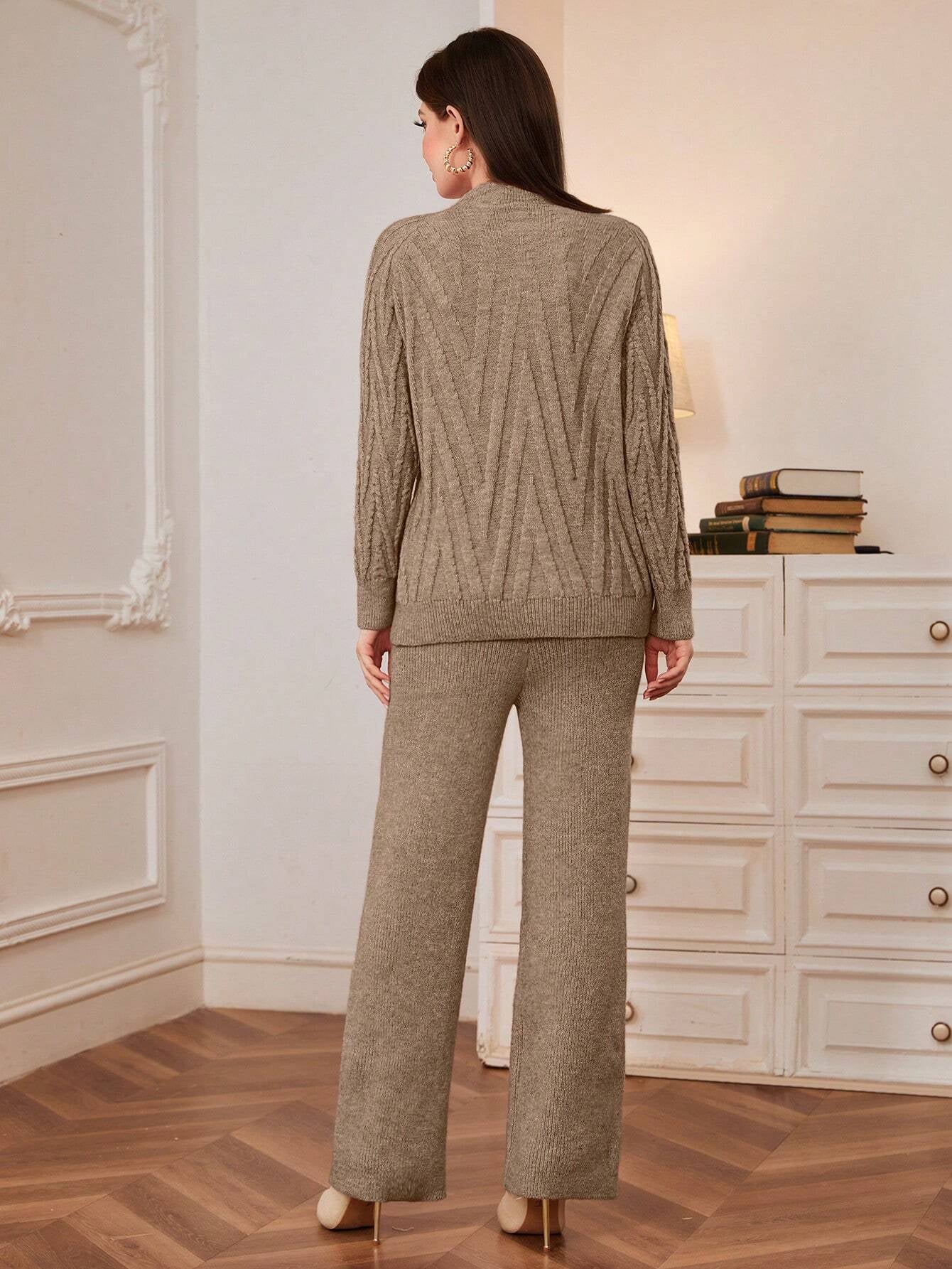 Mulvari Mock Neck Sweater & Knit Pants shein