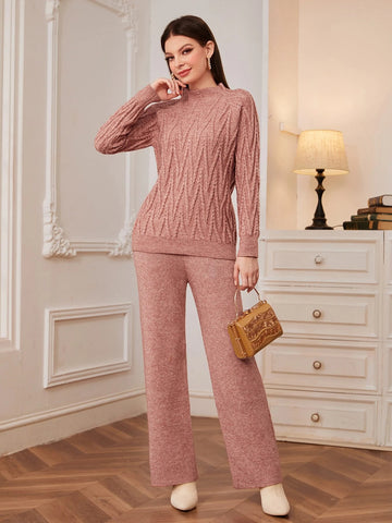 Mulvari Mock Neck Sweater & Knit Pants shein