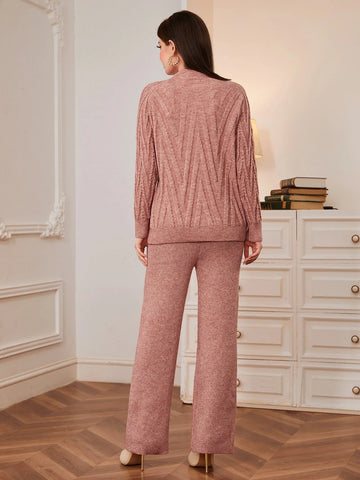 Mulvari Mock Neck Sweater & Knit Pants shein