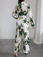 Women Tie-Dye Printed Loose Long Sleeve Shirt & Wide Leg Pants shein