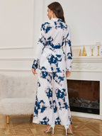 Women Tie-Dye Printed Loose Long Sleeve Shirt & Wide Leg Pants shein