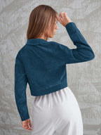 Aidyla Corduroy Flap Pocket Button Up Crop Jacket