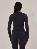 Musera Sport Contrast Stitched Cropped Long Sleeve Sports Jacket