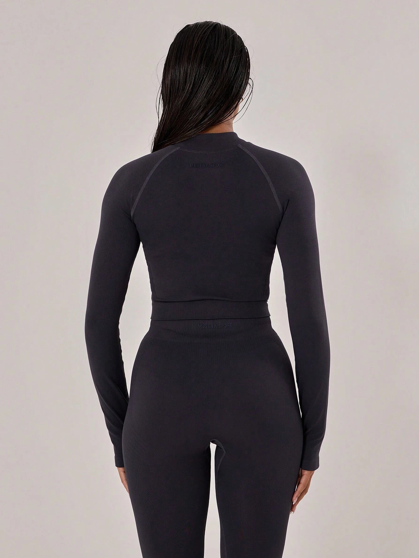 Musera Sport Contrast Stitched Cropped Long Sleeve Sports Jacket