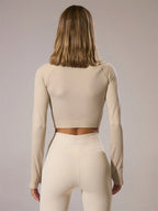 Musera Sport Contrast Stitched Cropped Long Sleeve Sports Jacket