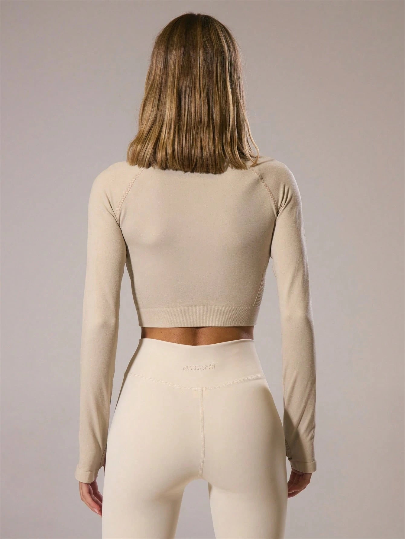 Musera Sport Contrast Stitched Cropped Long Sleeve Sports Jacket