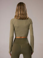 Musera Sport Contrast Stitched Cropped Long Sleeve Sports Jacket