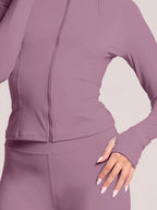 Musera Sport Zip Up Long Sleeve Fitted High Neck Active-Wear Jacket