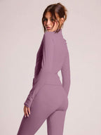 Musera Sport Zip Up Long Sleeve Fitted High Neck Active-Wear Jacket