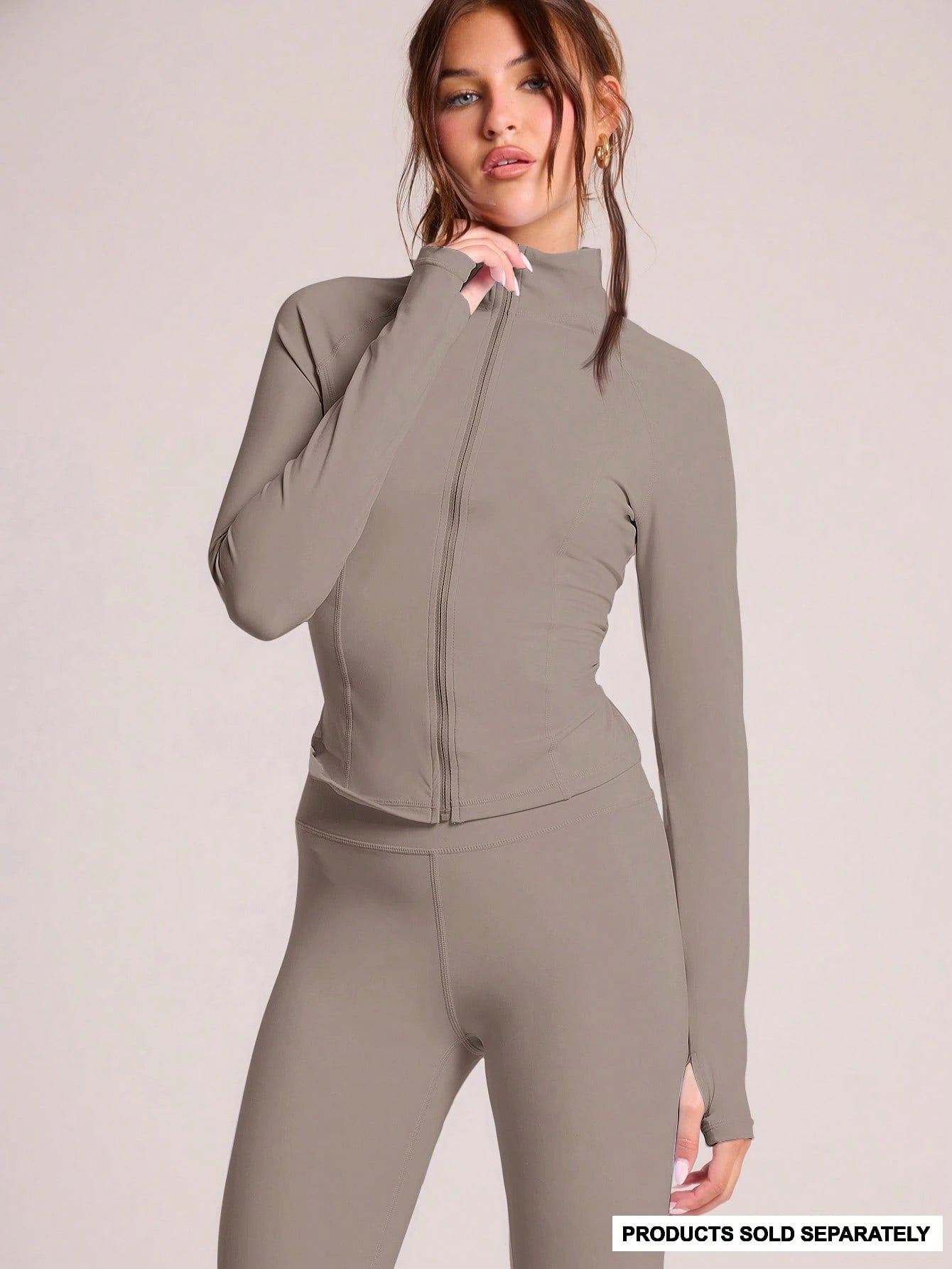 Musera Sport Zip Up Long Sleeve Fitted High Neck Active-Wear Jacket