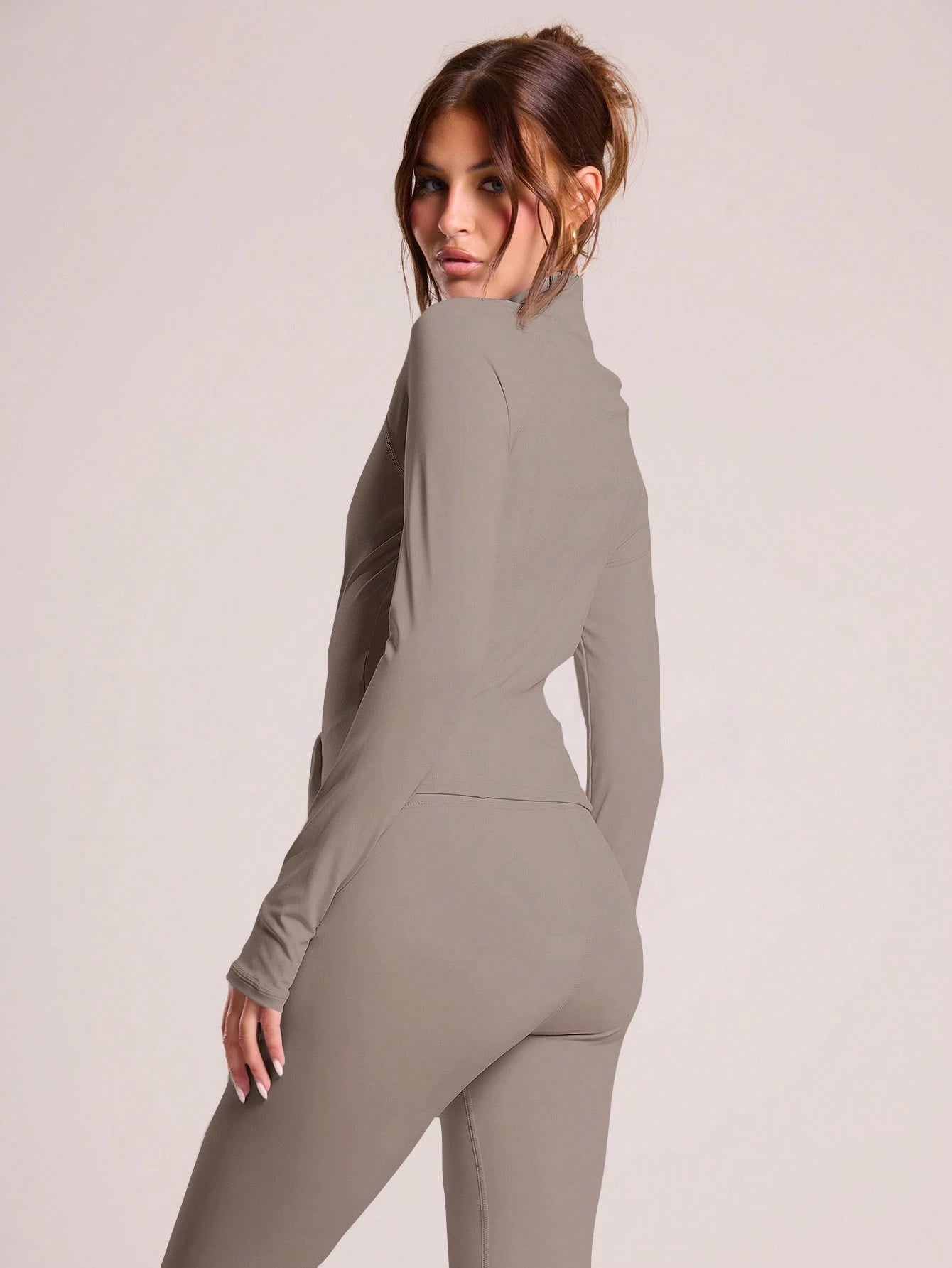 Musera Sport Zip Up Long Sleeve Fitted High Neck Active-Wear Jacket