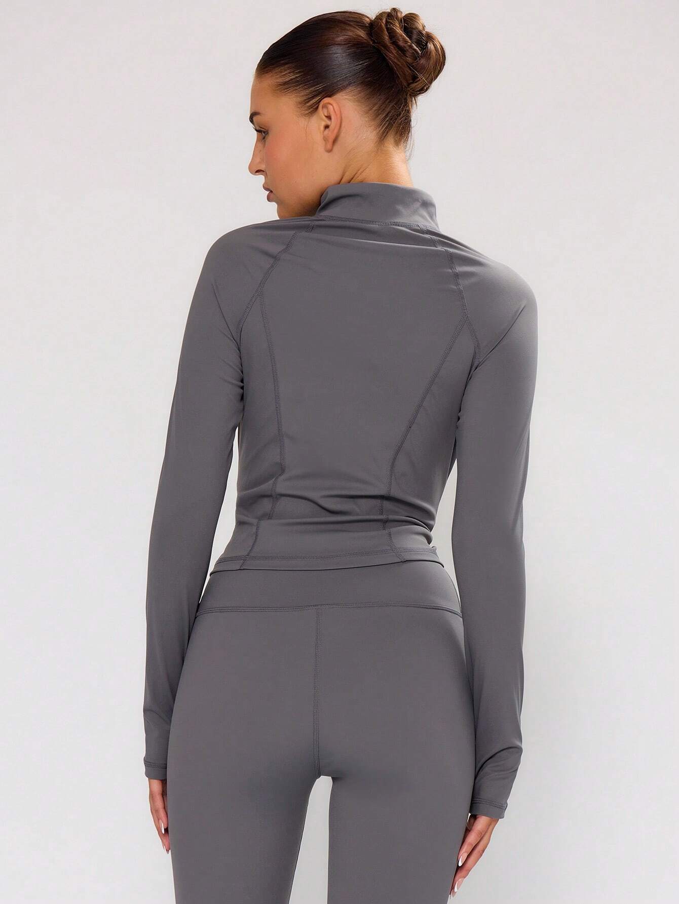 Musera Sport Zip Up Long Sleeve Fitted High Neck Active-Wear Jacket