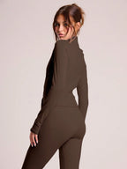 Musera Sport Zip Up Long Sleeve Fitted High Neck Active-Wear Jacket