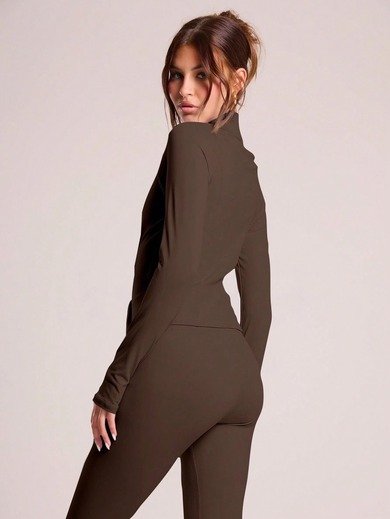 Musera Sport Zip Up Long Sleeve Fitted High Neck Active-Wear Jacket