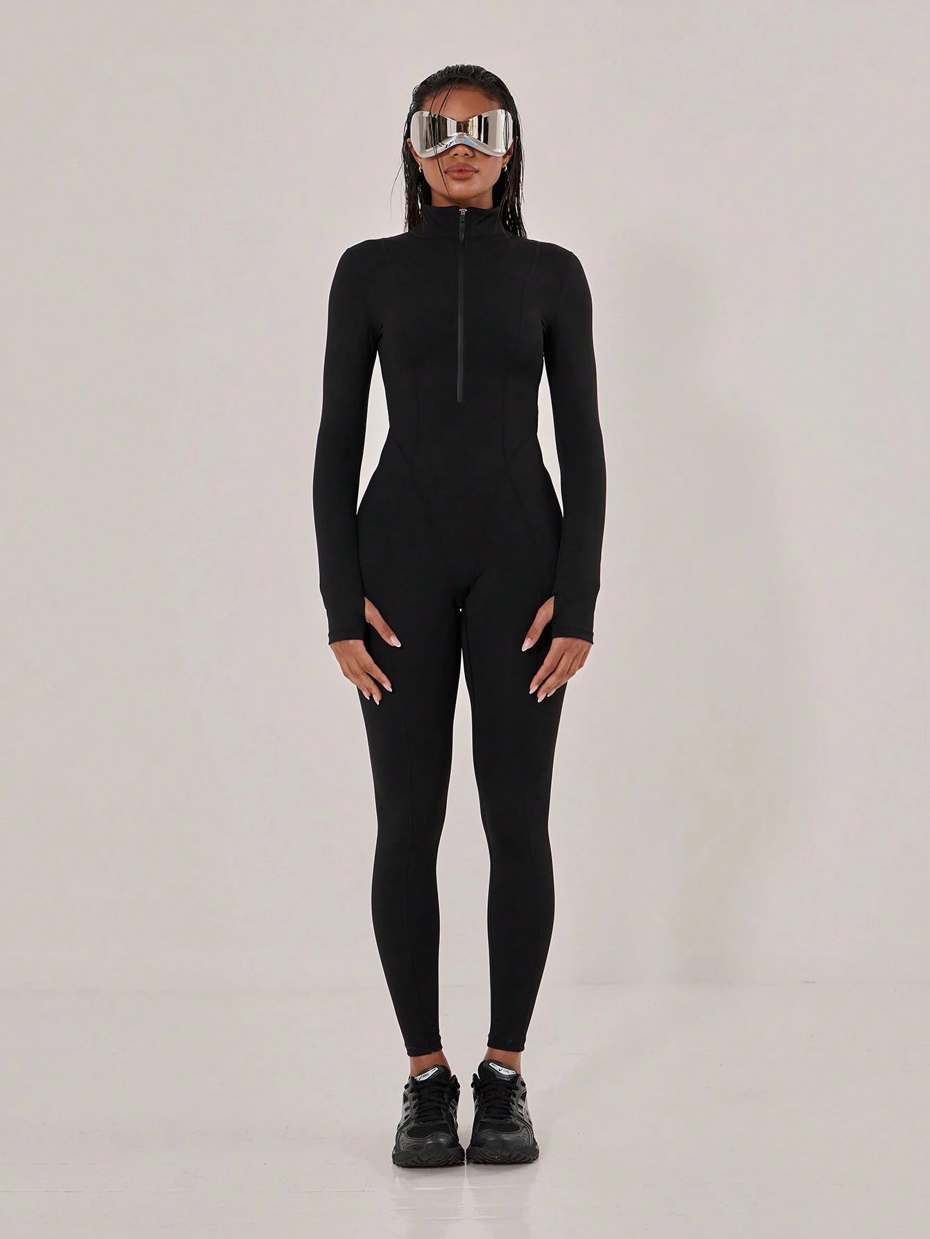 Musera Sport Over-Lock Stitched High Neck Sports Jumpsuit