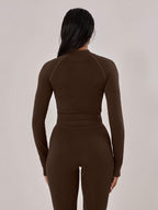 Musera Sport Contrast Stitched Cropped Long Sleeve Sports Jacket