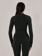 Musera Sport Contrast Stitched Cropped Long Sleeve Sports Jacket