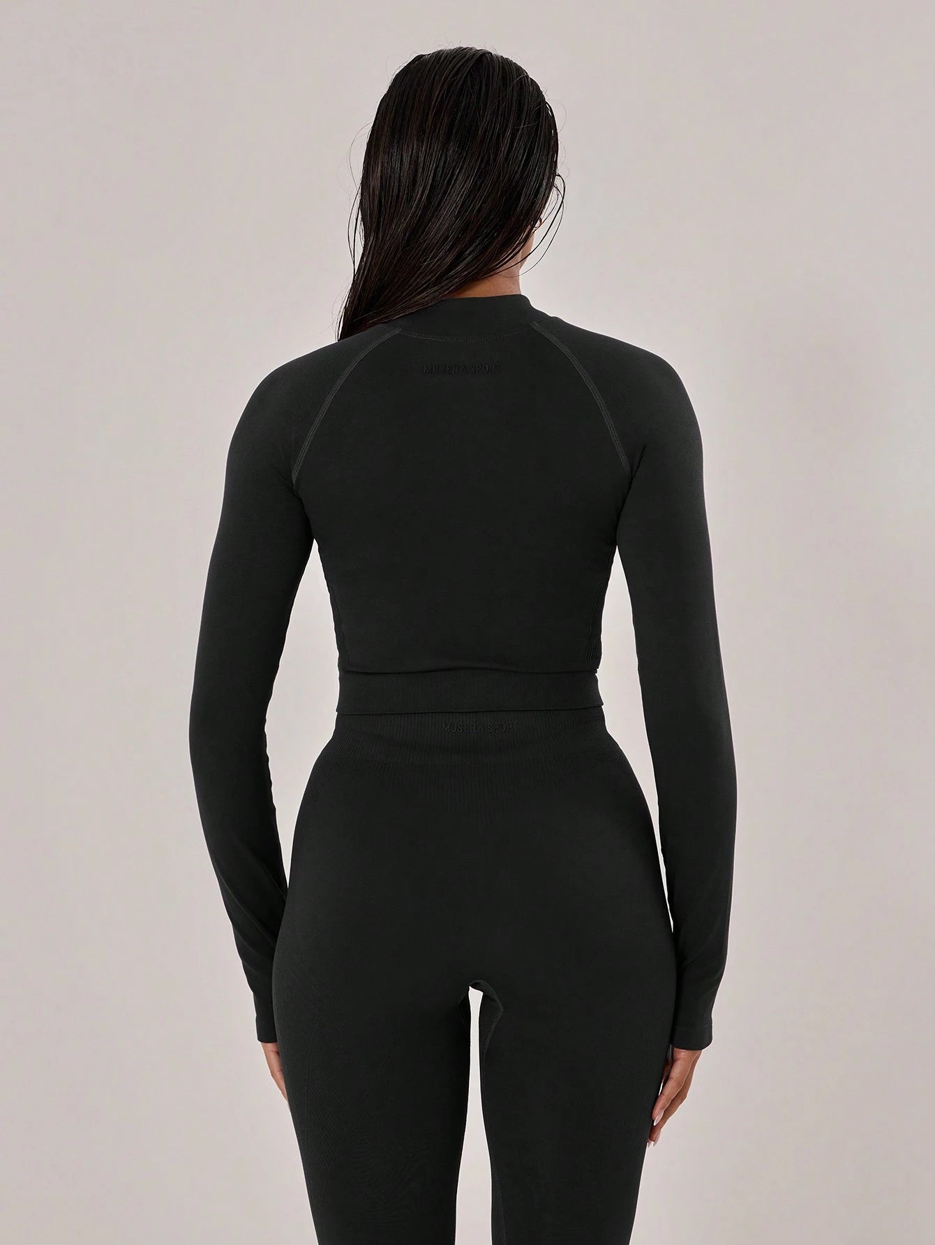 Musera Sport Contrast Stitched Cropped Long Sleeve Sports Jacket