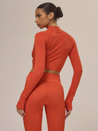 Musera Sport Contrast Stitched Cropped Long Sleeve Sports Jacket