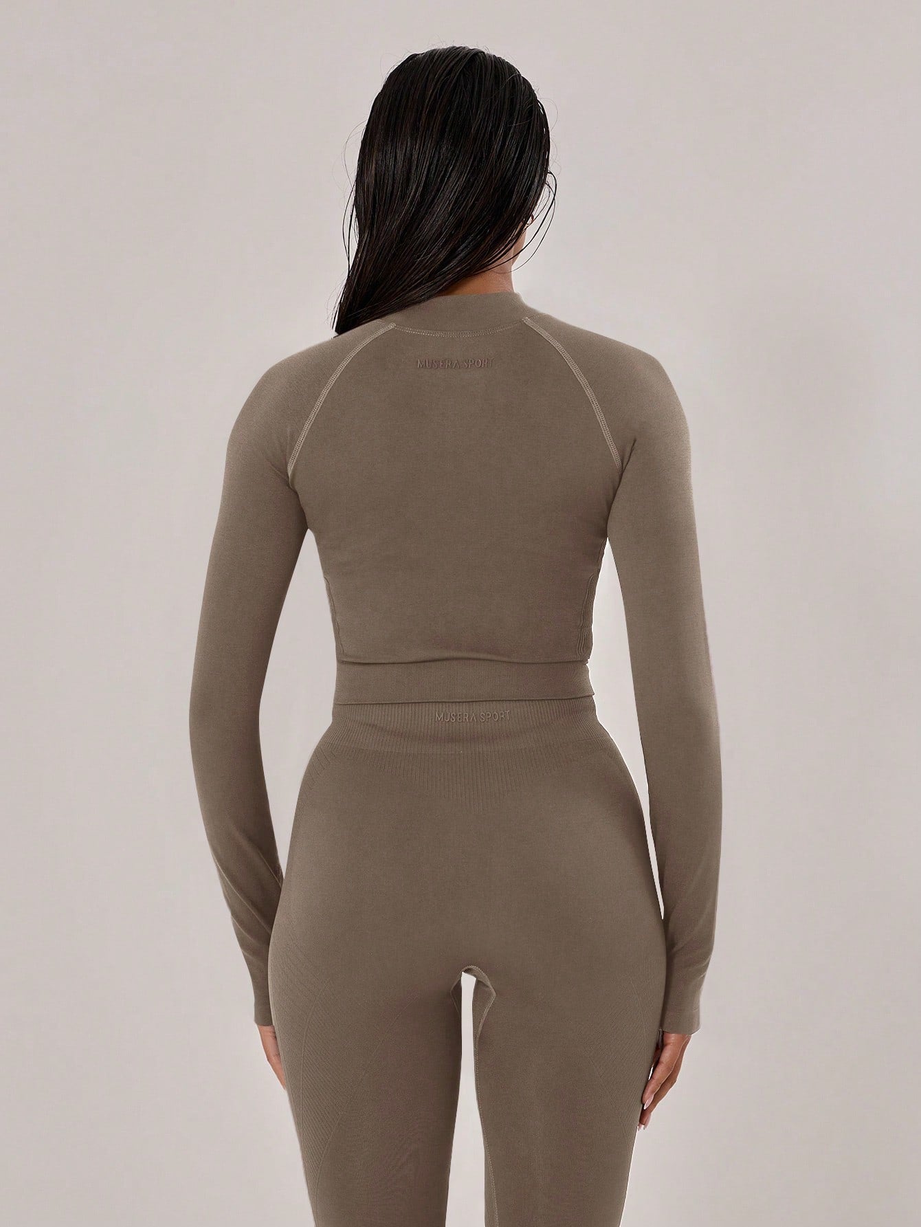 Musera Sport Contrast Stitched Cropped Long Sleeve Sports Jacket